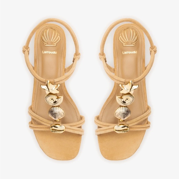 Larroude Shoes - Larroude Shelly flat sandal Lancaster peanut nude tan size 6.5 like new in box